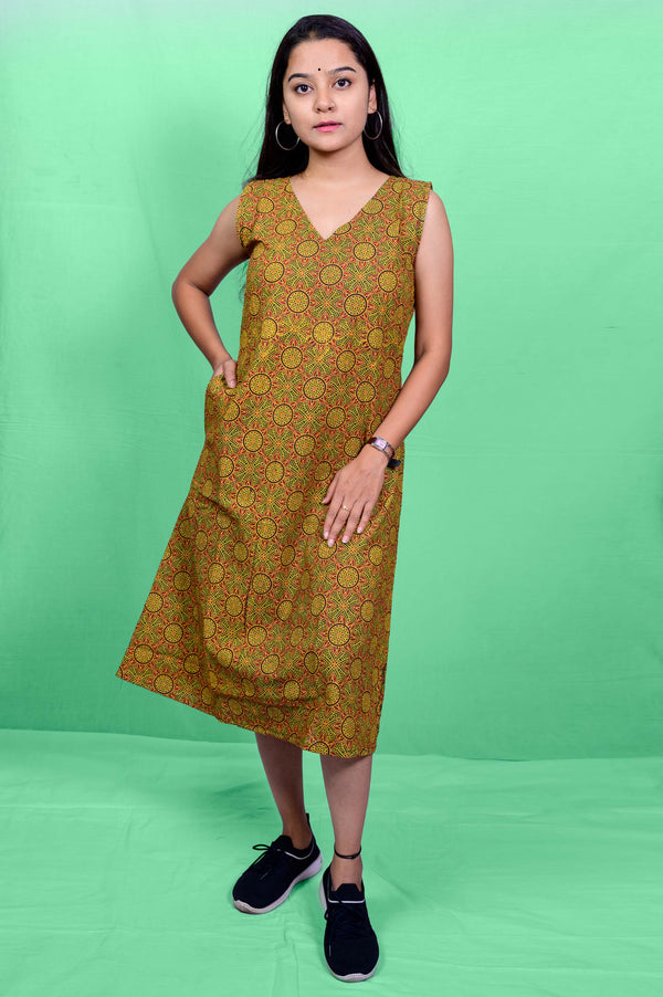 Ajarakh print cotton dress