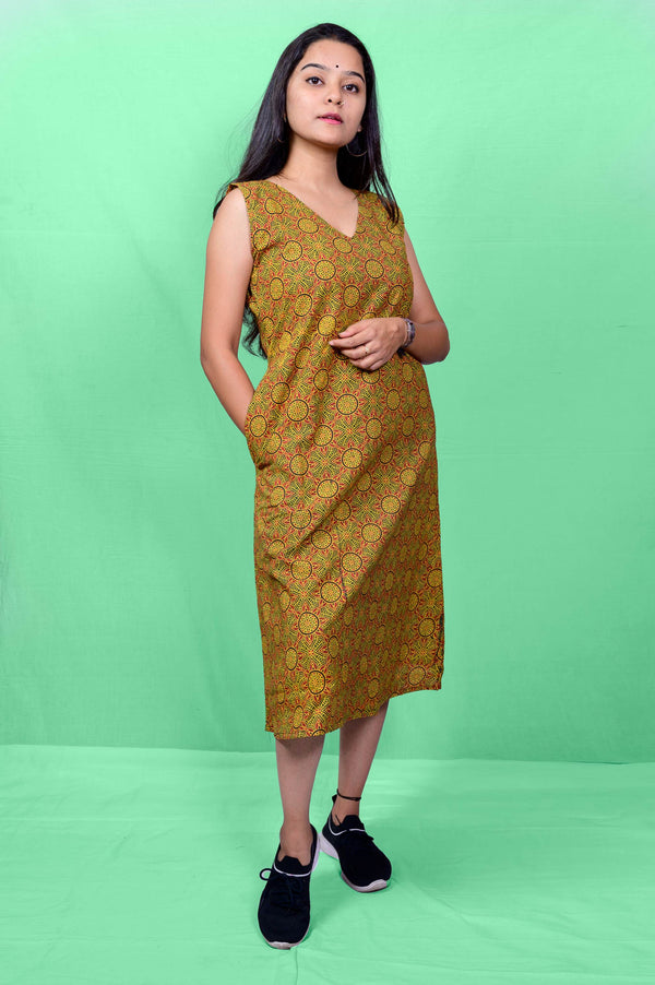 Ajarakh print cotton dress